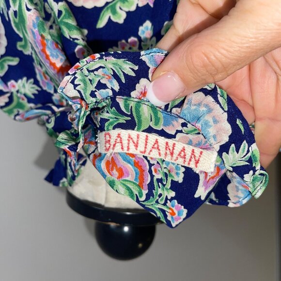 Banjanan Womens Dress Size Medium Multicolor Pintuck Ruffle Trim Mini Pure Silk - Picture 15 of 16